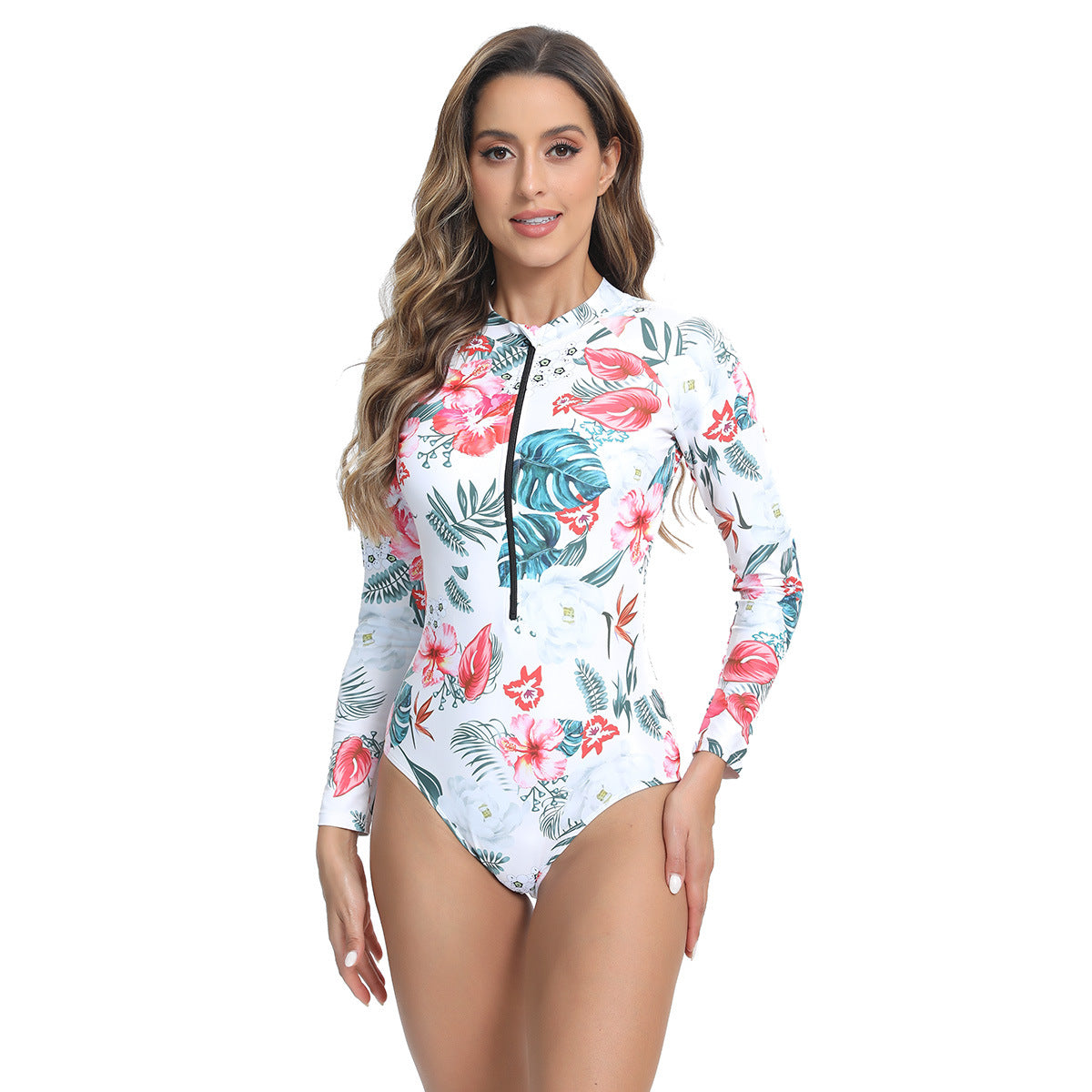 Maillot de bain à manches longues pour femmes avec design moderne à fermeture éclair Echo Archiv