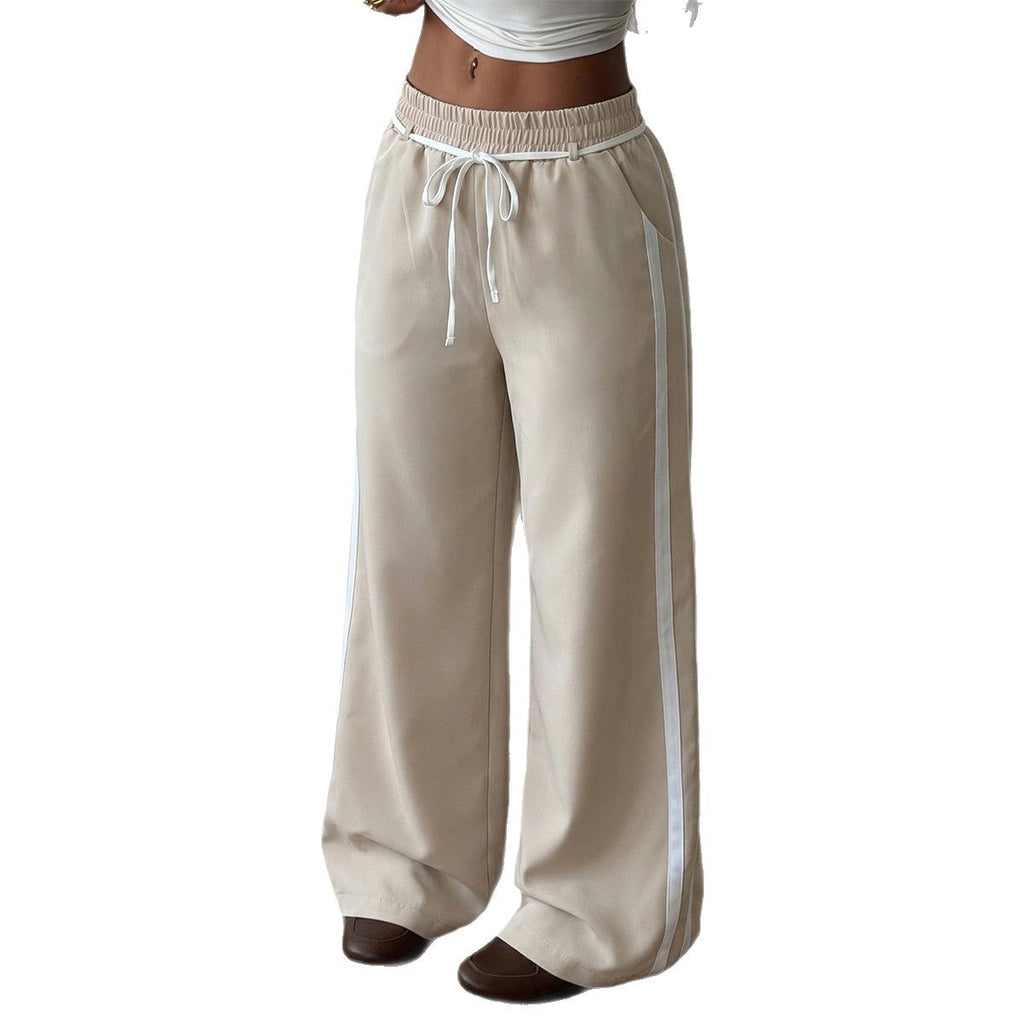 Pantalon Palazzo-Lounge large pour femmes avec taille élastique, cordon de serrage et bande contrastante sur le côté Echo Archiv