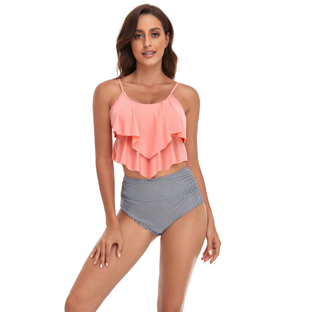 Ensemble Tankini Femme avec design fluide à volants et culotte de bikini ajustée R&B