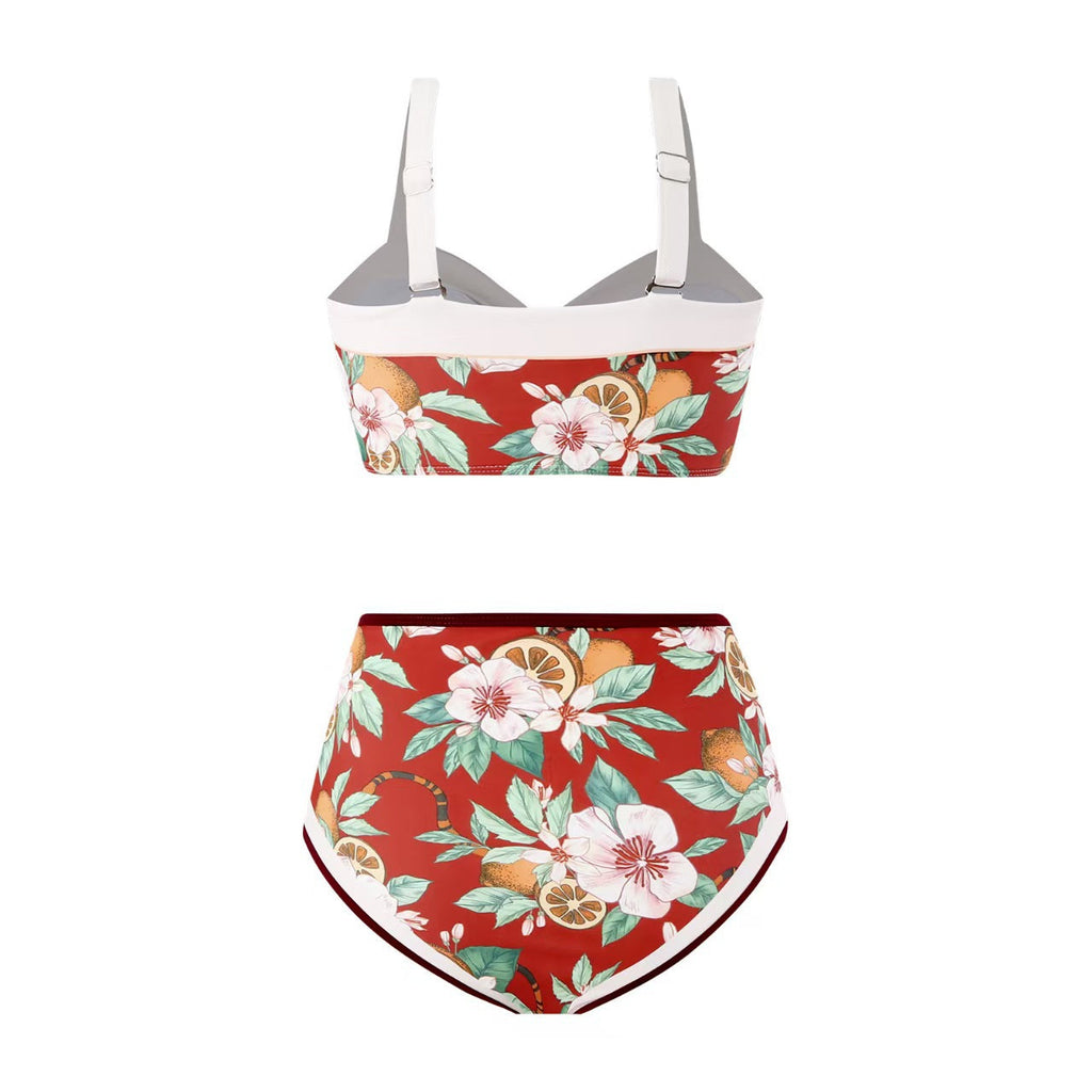 Ensemble de bikini taille haute pour femmes avec motif floral et bretelles réglables Echo Archiv