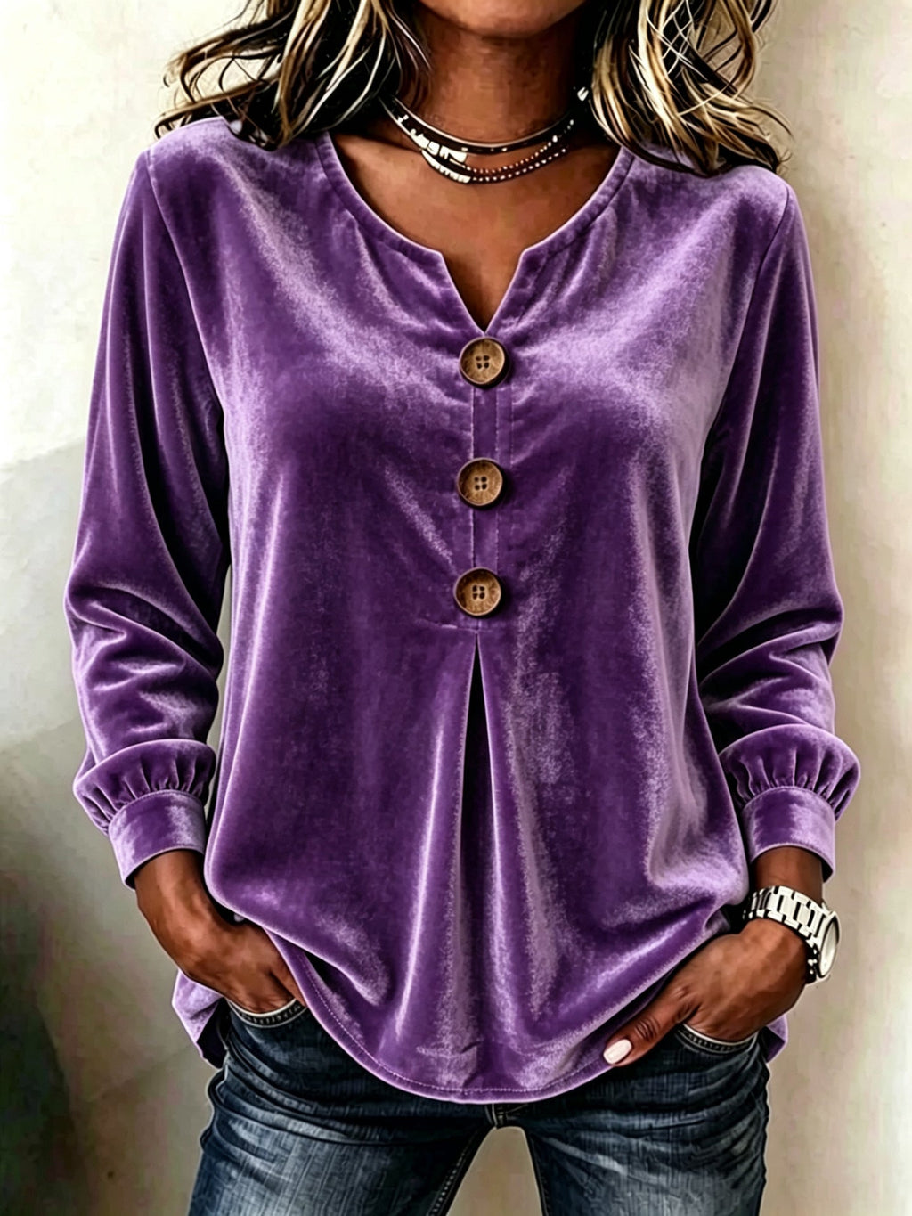 Blouse en velours élégante et confortable pour femmes
