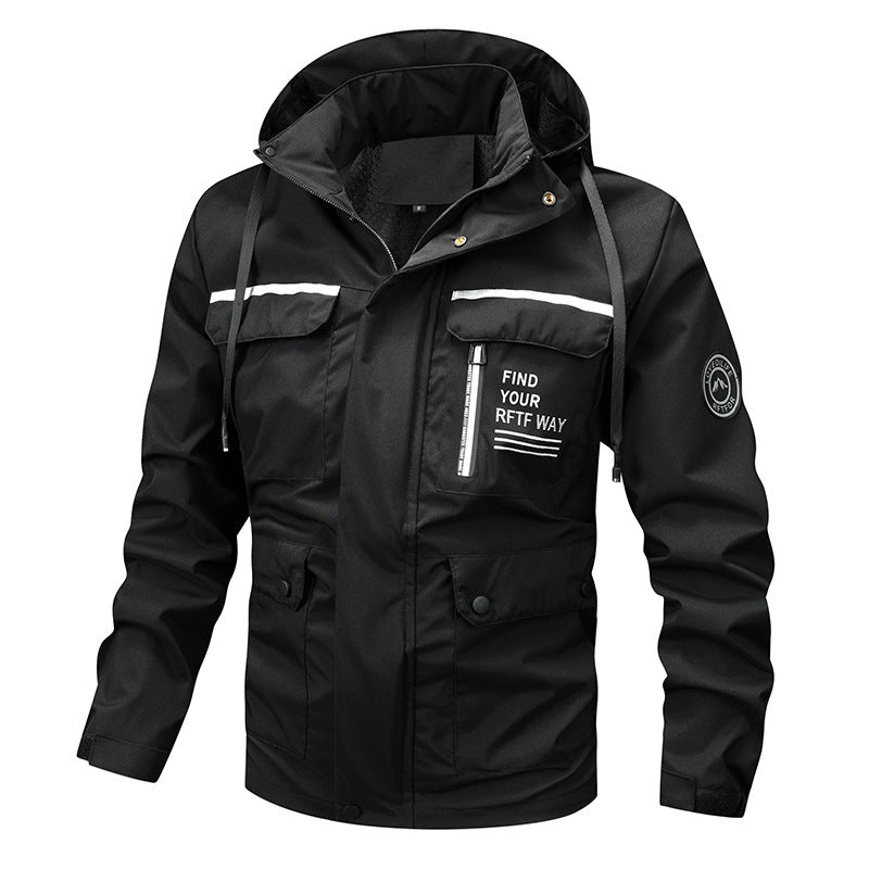 Veste outdoor pour hommes imperméable avec capuche, poches multifonctionnelles et doublure en maille respirante Echo Archiv