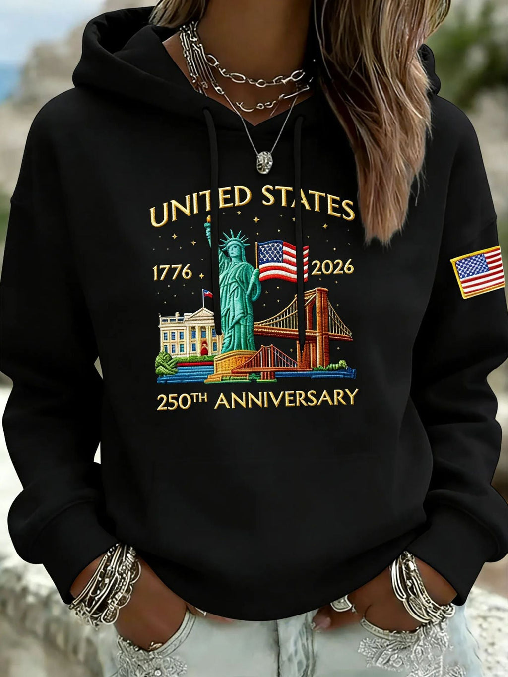 Sweat à capuche créatif pour dames avec un motif statuesque unique Echoarchiv