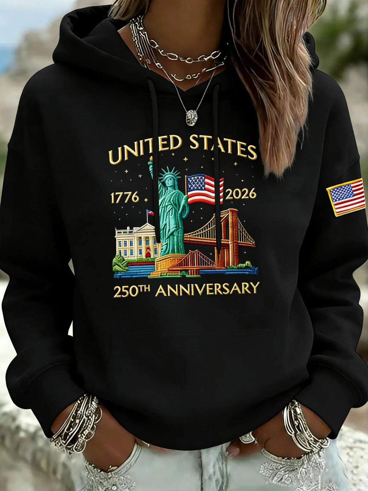 Sweat à capuche créatif pour dames avec un motif statuesque unique Echoarchiv