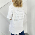 T-shirt oversize pour femmes avec inscription en strass dans le dos