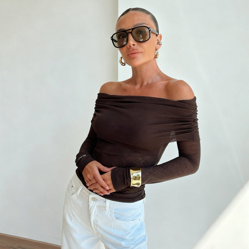 Top sans manches en tricot fin pour femmes avec col roulé froncé et coupe cintrée Echo Archiv