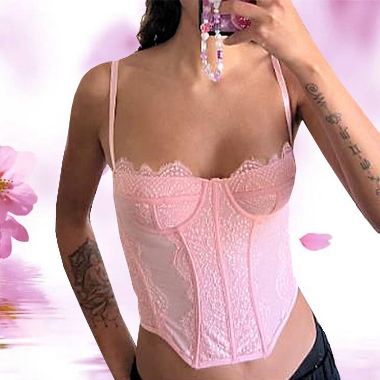 Corsage en dentelle pour femmes avec bretelles réglables et coupe sculptante R&B