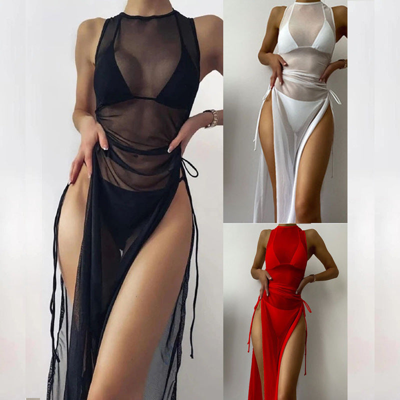 Robe de plage à manches longues pour femmes avec lacets ajustables R&B