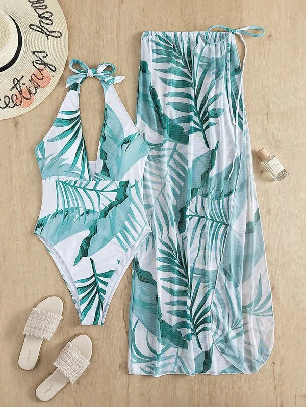 Maillot de bain élégant pour femmes avec motifs floraux et sarong assorti Echo Archiv