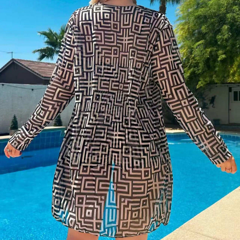 Ensemble de bikini féminin à la mode avec veste de plage transparente Echo Archiv
