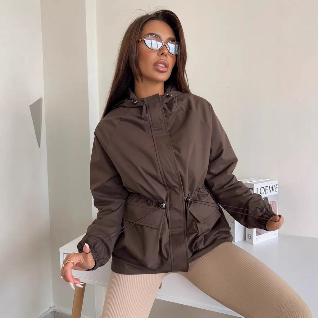 Parka imperméable pour femmes avec capuche, taille cintrée à cordon et poches XXL Echo Archiv
