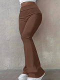 Pantalons flared taille haute pour femmes avec ceinture retournée et qualité stretch sculptante Echoarchiv