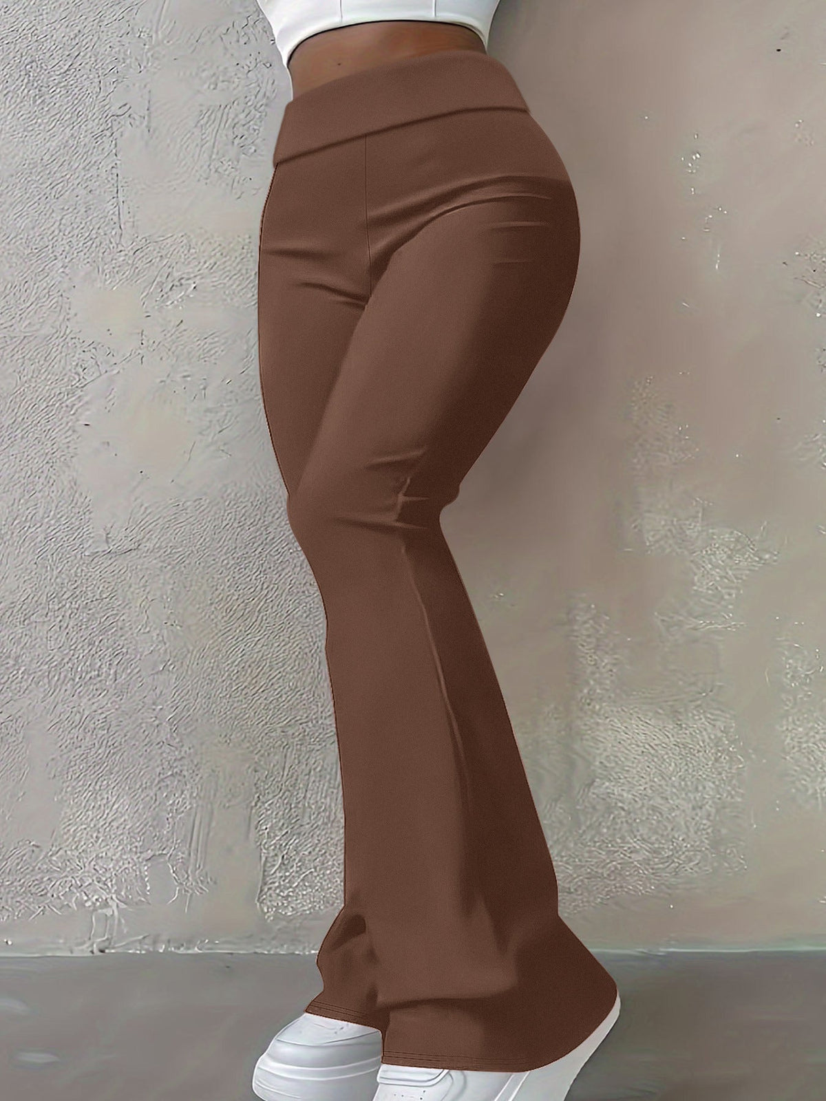 Pantalons flared taille haute pour femmes avec ceinture retournée et qualité stretch sculptante Echoarchiv
