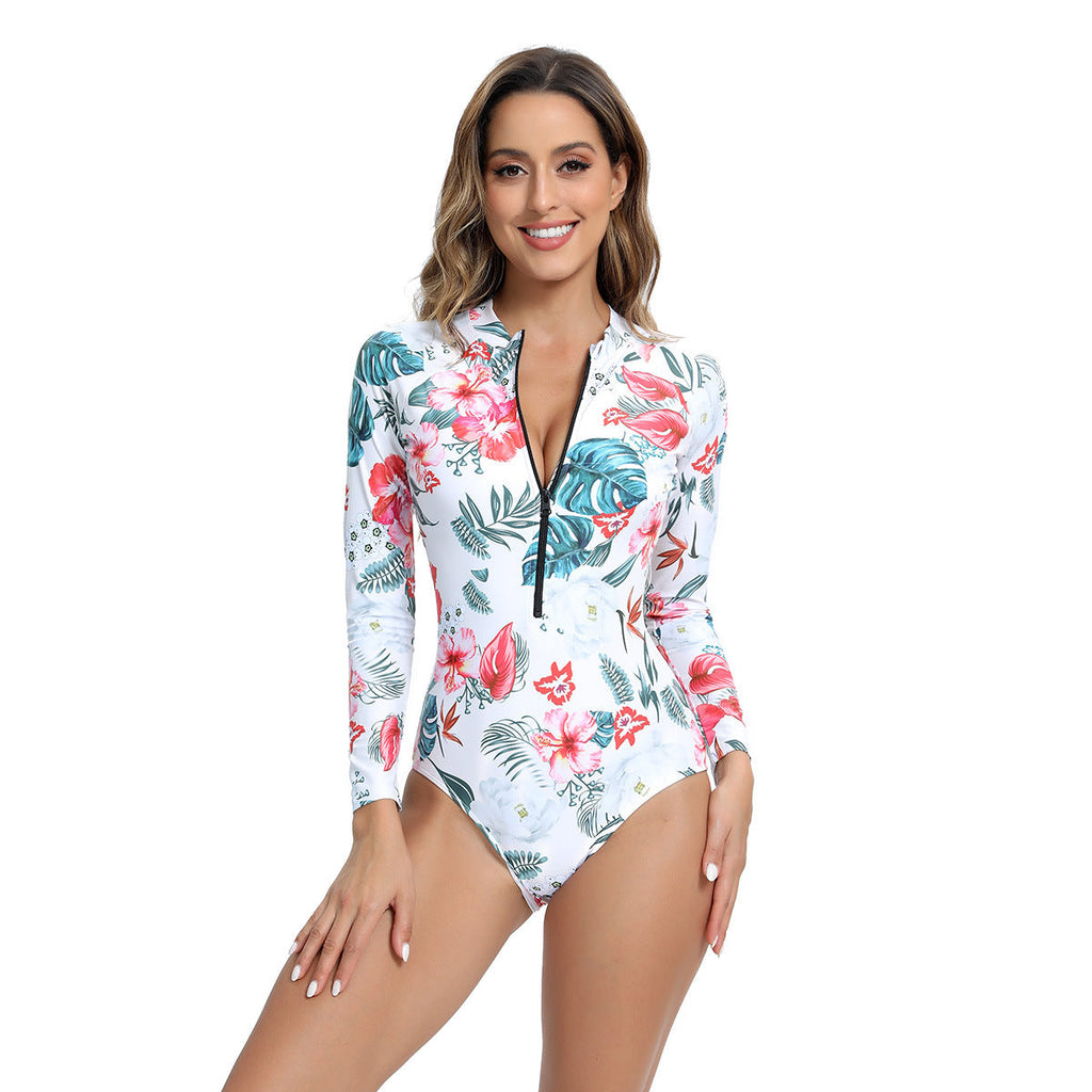 Maillot de bain à manches longues pour femmes avec design moderne à fermeture éclair Echo Archiv
