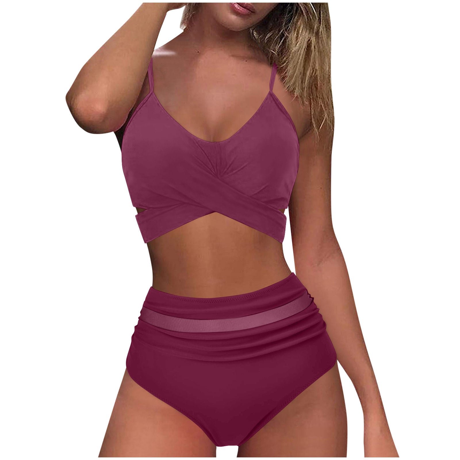 Ensemble de bikini taille haute pour femmes avec haut à nouer tendance R&B