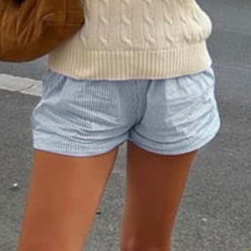 Short de nuit pour femmes avec taille élastique et ceinture tendance R&B