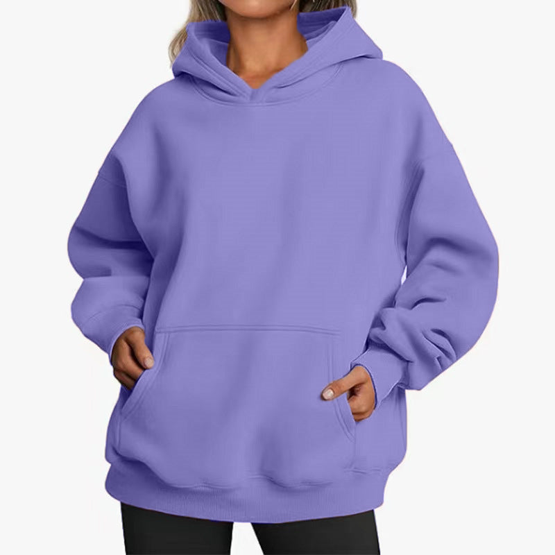 Sweat à capuche oversize pour femmes en tissu doux avec ourlet asymétrique, poche kangourou et épaule tombante Echo Archiv