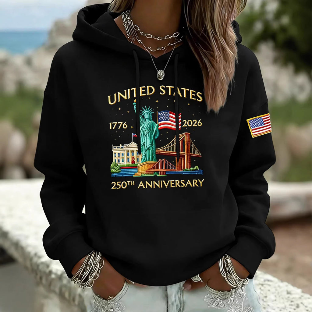 Sweat à capuche créatif pour dames avec un motif statuesque unique Echoarchiv