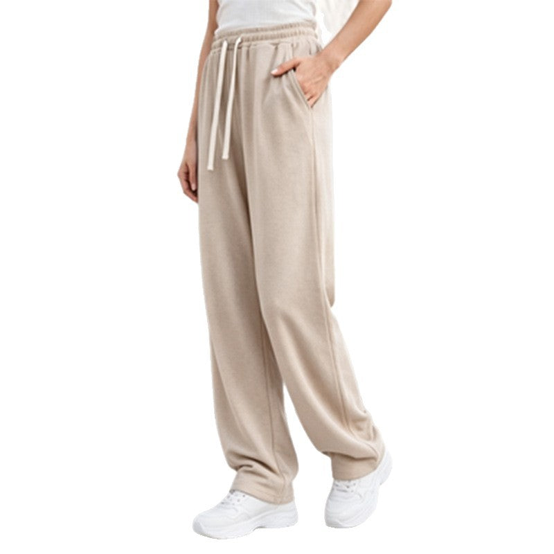 Pantalon palazzo lounge pour femmes avec taille confortable, cordon de serrage, poches latérales et couture décorative Echo Archiv