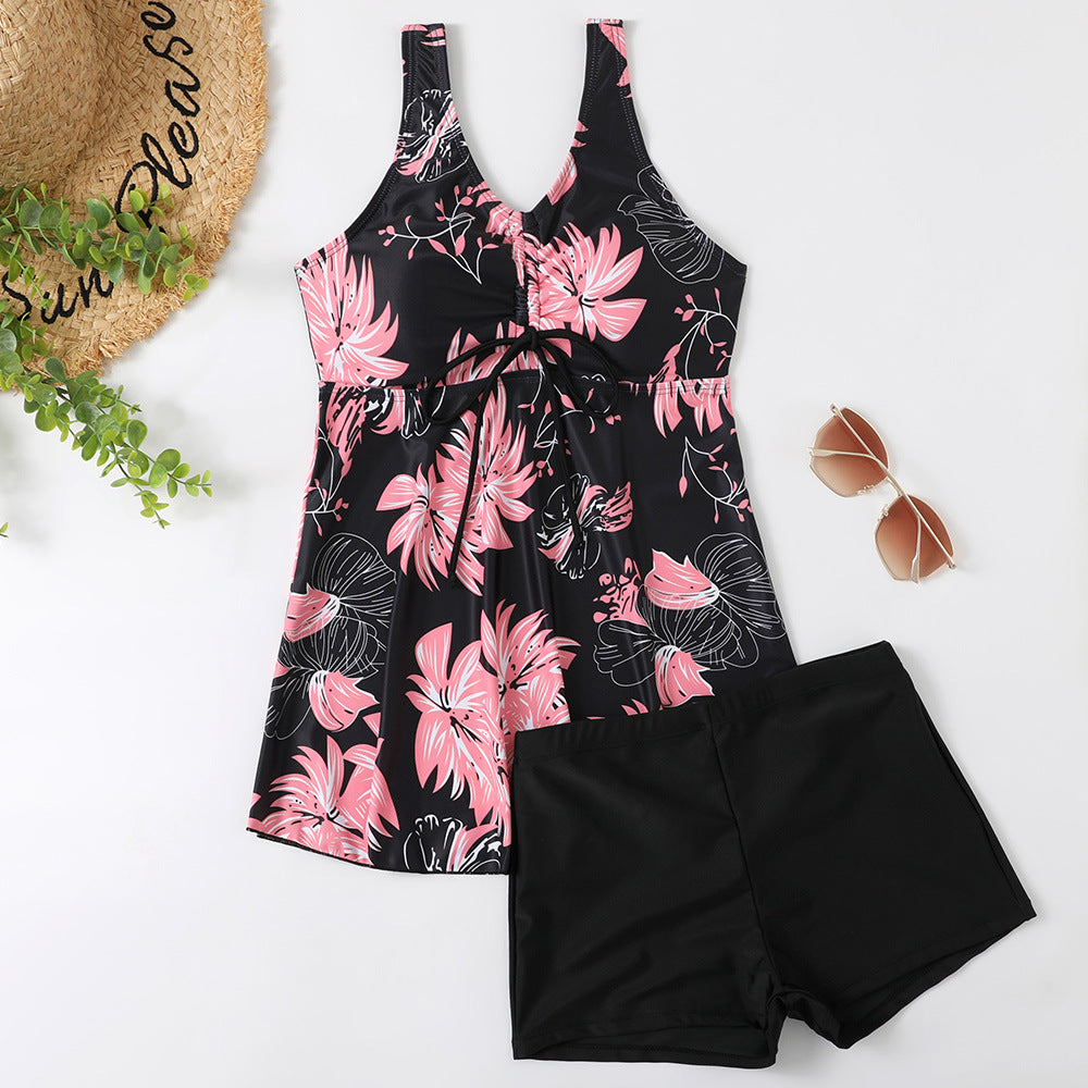 Ensemble de Tankini pour Femmes avec Imprimé Floral à la Mode et Volants R&B