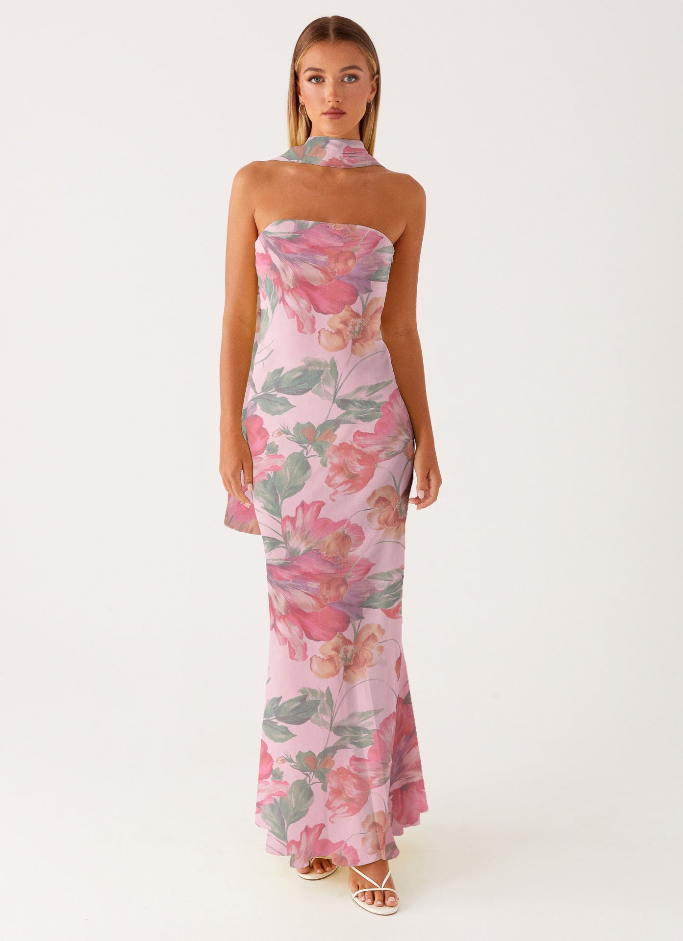 Robe de soirée élégante à manches longues pour femmes avec design floral Heidi-Mode