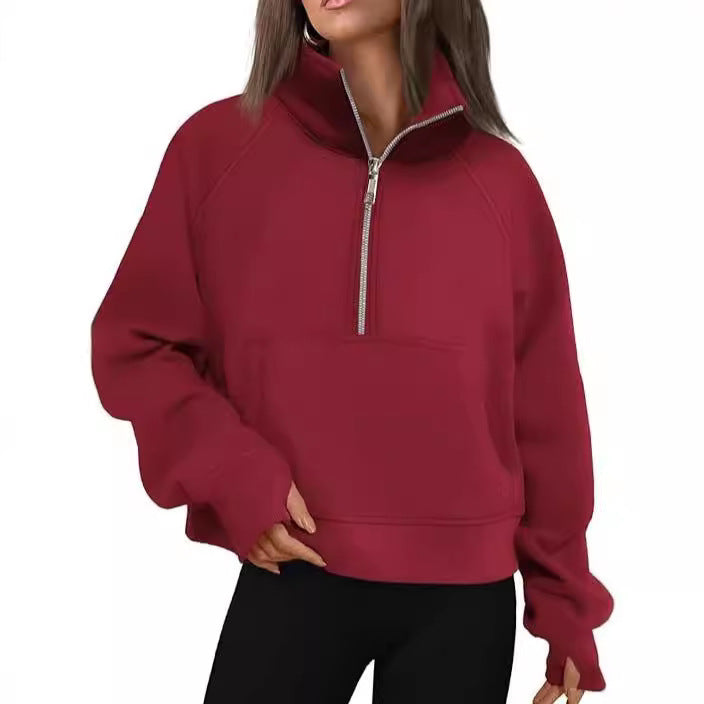 Sweatshirt oversized pour femmes avec demi-zip, poche kangourou et trous pour les pouces Echo Archiv