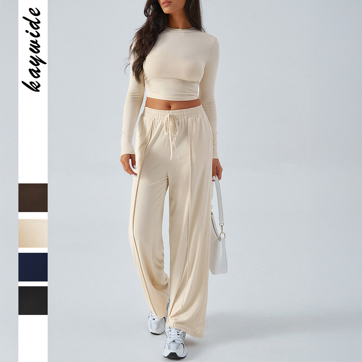 Pantalon lounge large pour femmes avec taille élastique et qualité jersey fluide Echo Archiv