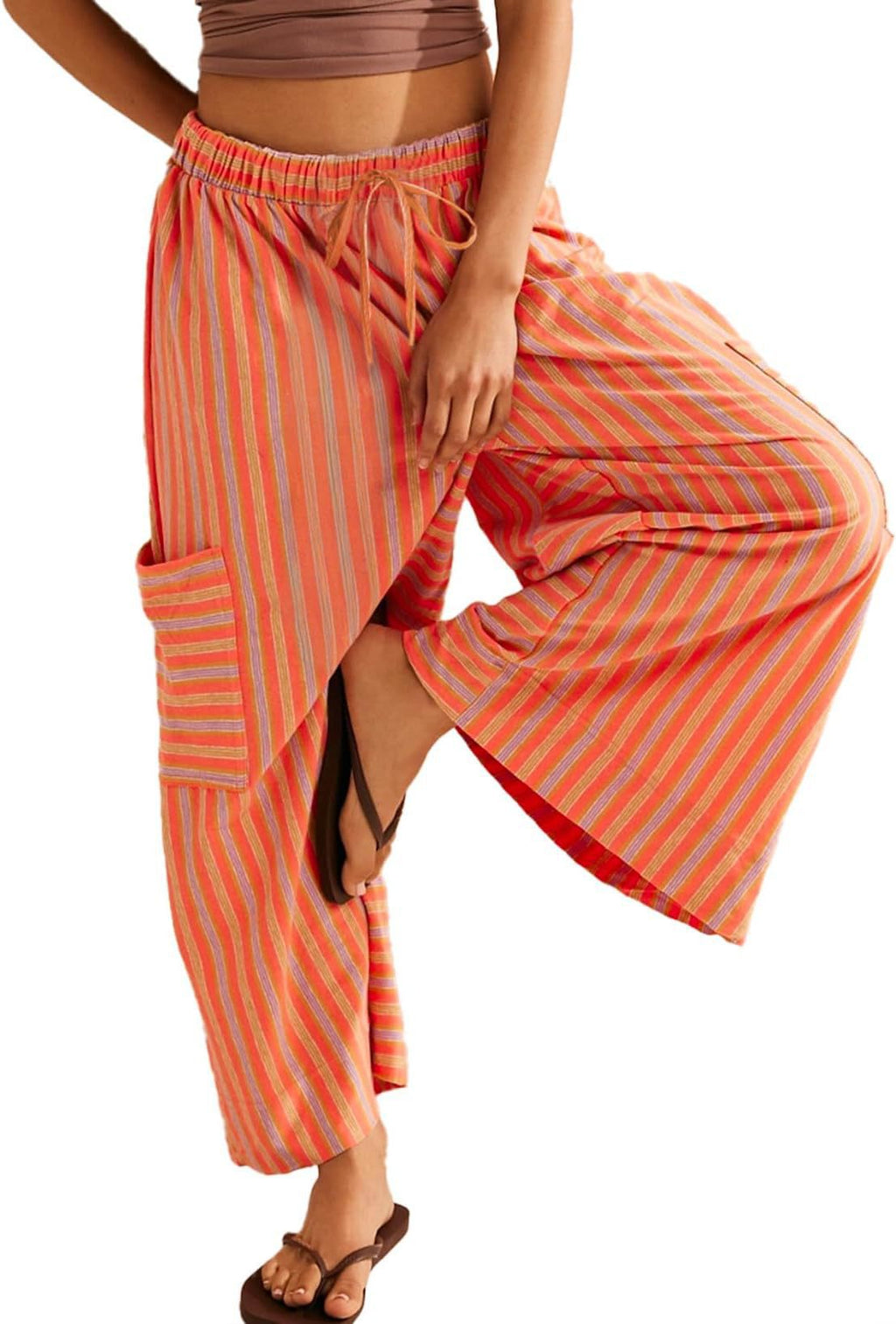 Pantalon à Rayures Évasé pour Femmes