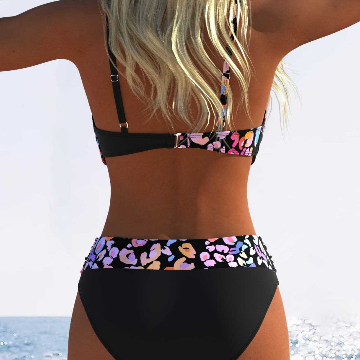 Bikini femme avec haut rembourré et taille haute R&B