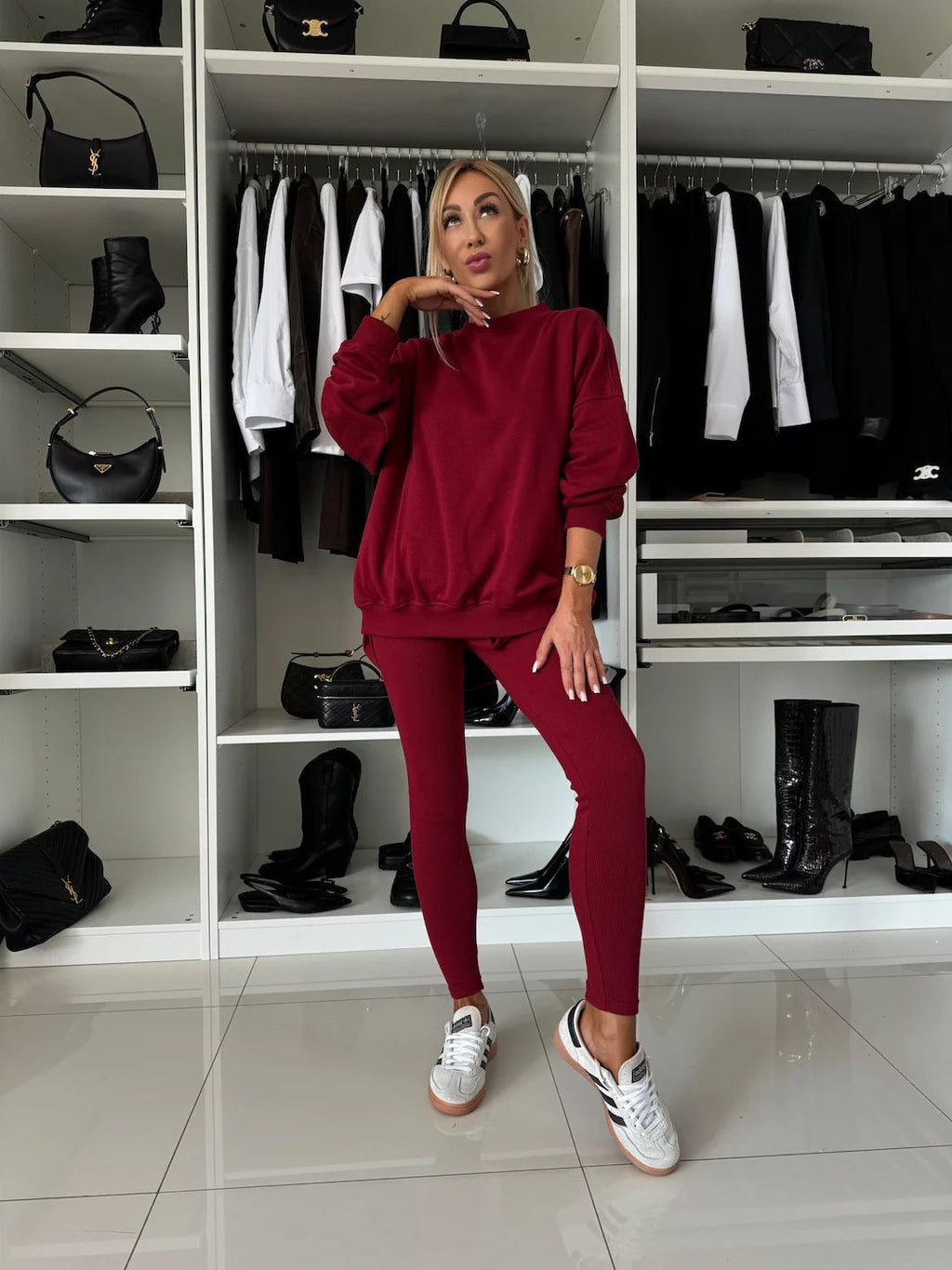 Ensemble de lounge pour femmes en deux pièces avec sweat-shirt oversize et leggings Ripple ajustés Echo Archive