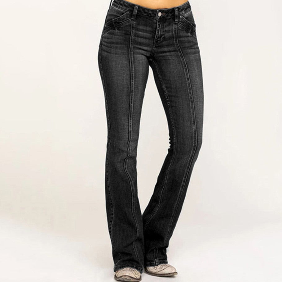 Jeans évasés pour femmes avec taille haute, coupe ajustée au niveau des hanches et denim élastique Echo Archiv