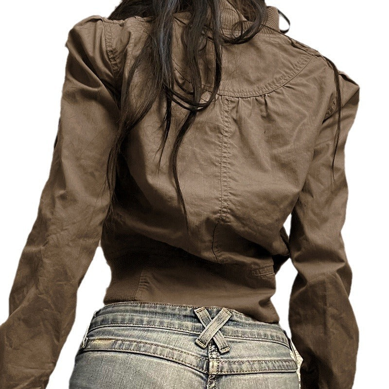 Veste courte cintrée pour femmes avec col montant, fermeture éclair intégrale et taille élastique Echo Archiv