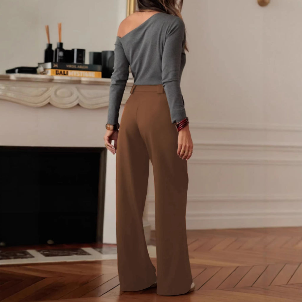 Pantalon de costume large taille haute pour femmes avec plis et pli de repassage Echoarchiv