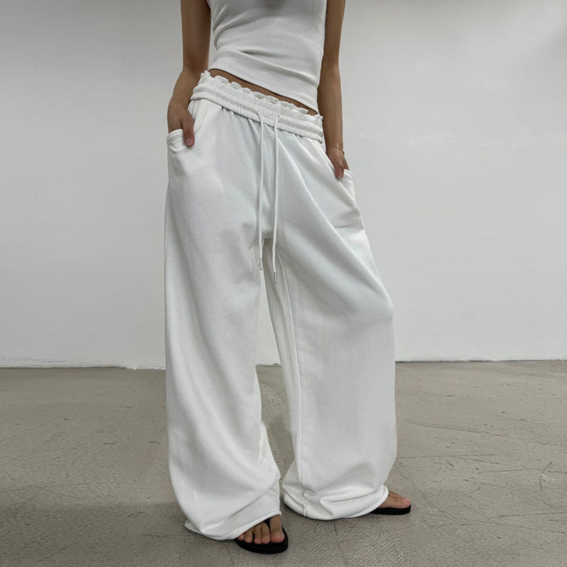 Pantalon lounge large taille haute pour femmes avec taille froncée et cordon de serrage Echo Archiv