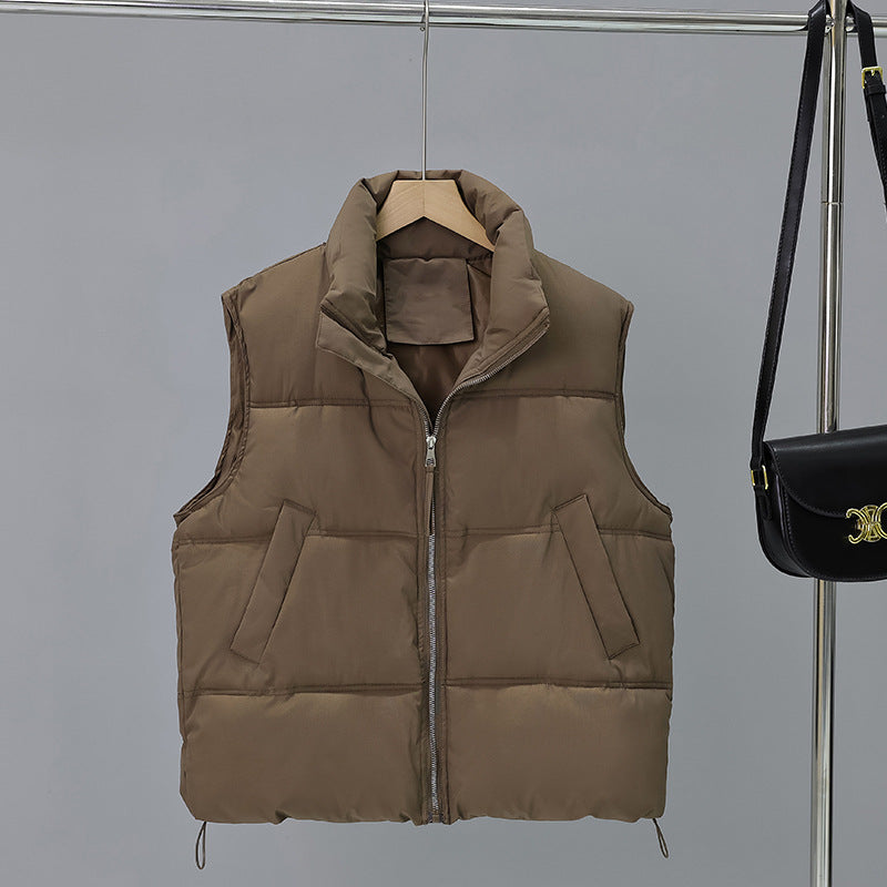 Veste courte matelassée boxy pour dames avec col châle haut, fermeture éclair cachée et ourlet ajustable Echo Archiv