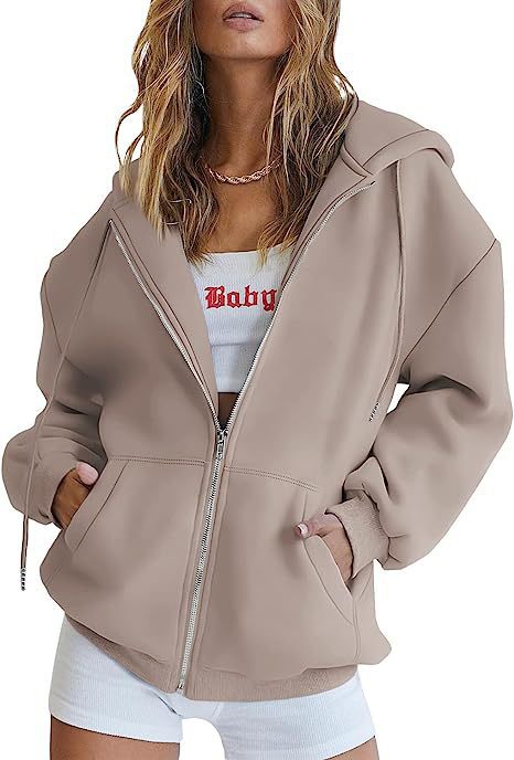 Veste à capuche surdimensionnée pour femmes avec fermeture éclair intégrale et poches kangourou Echo Archiv