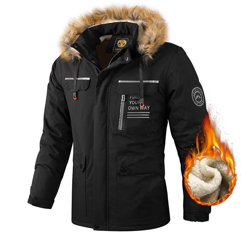 Parka Softshell urbaine pour hommes avec capuche, fermeture éclair à double sens dissimulée et poche sur le bras Echo Archiv