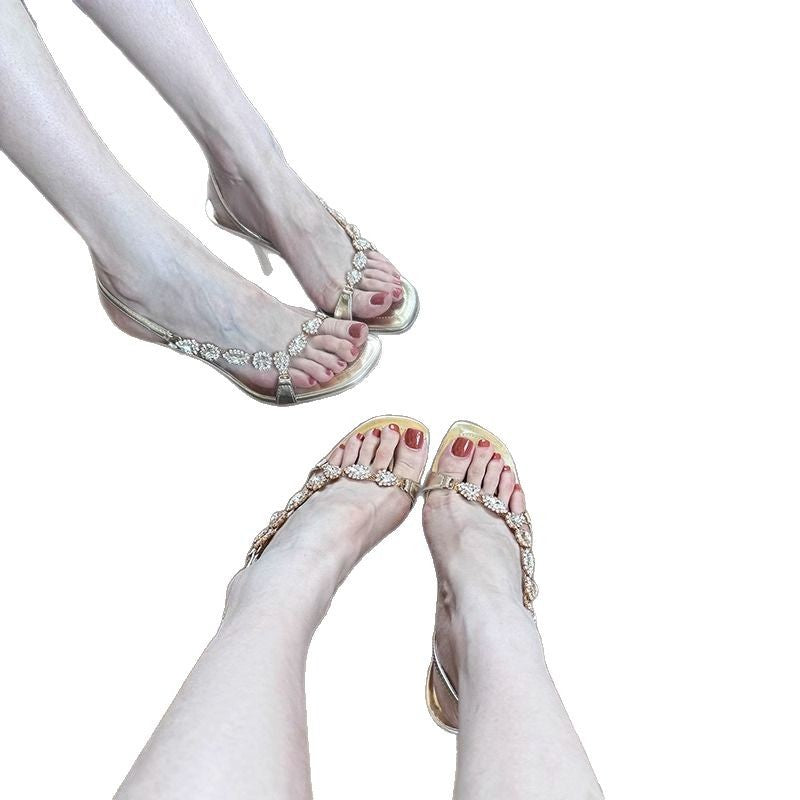 Sandales élégantes en strass pour femmes avec talons hauts R&B