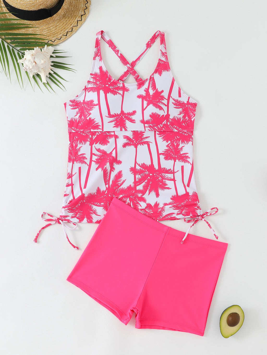 Tankini femme avec options de réglage raffinées et impression de palmier à la mode Echo Archiv