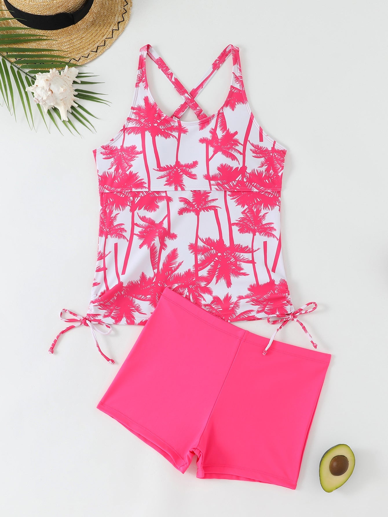 Tankini femme avec options de réglage raffinées et impression de palmier à la mode Echo Archiv