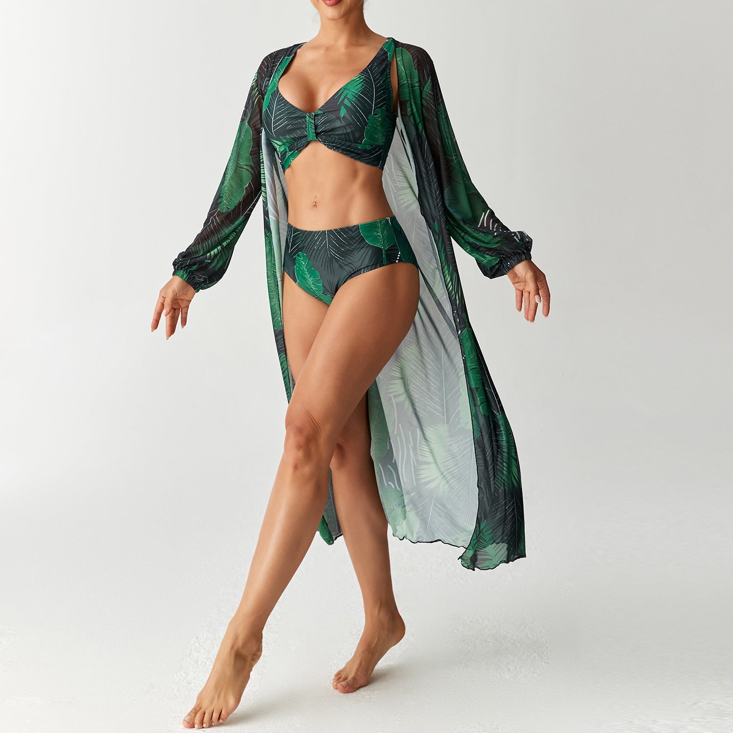 Robe de plage transparente pour femmes avec motif floral R&B