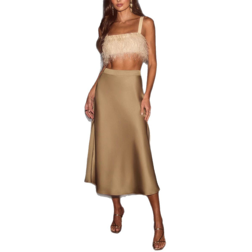 Jupe maxi élégante en coton satiné R&B pour femmes