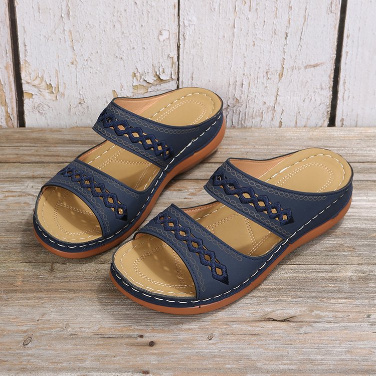Sandales confortables pour femmes avec design de lanières décoratif et semelle intérieure rembourrée R&B