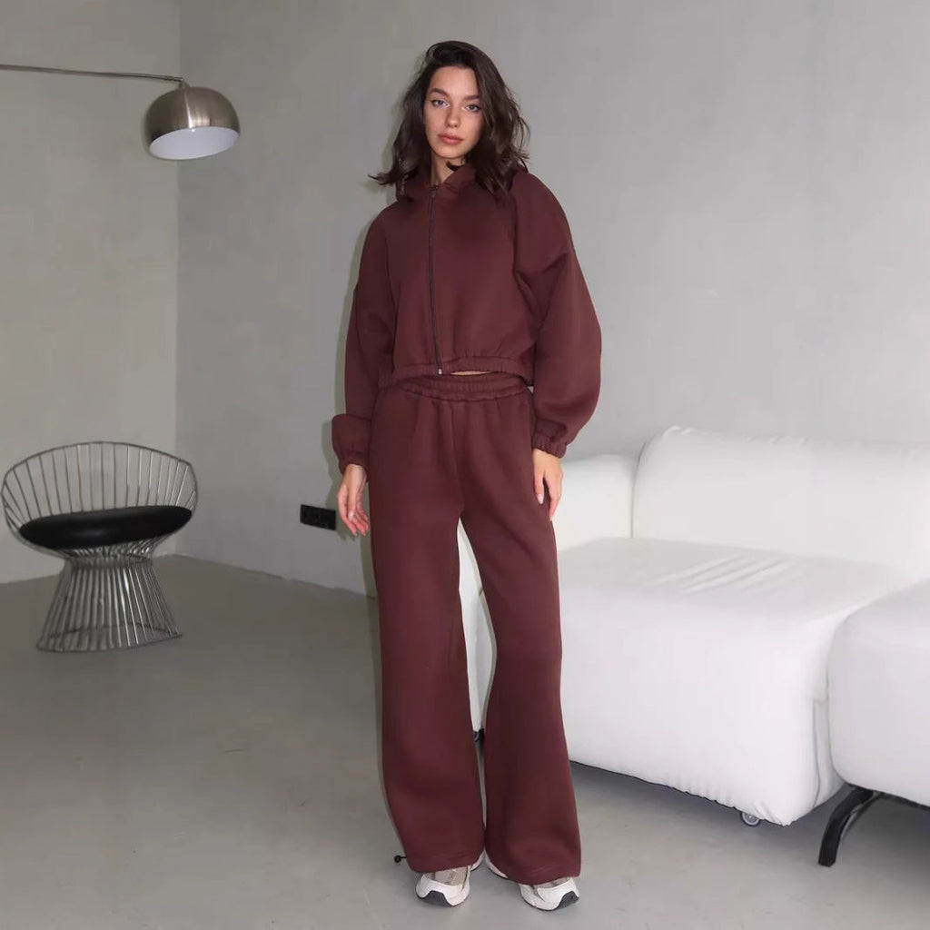 Ensemble de survêtement oversize pour femmes avec bomber à fermeture éclair et pantalon de jogging taille haute