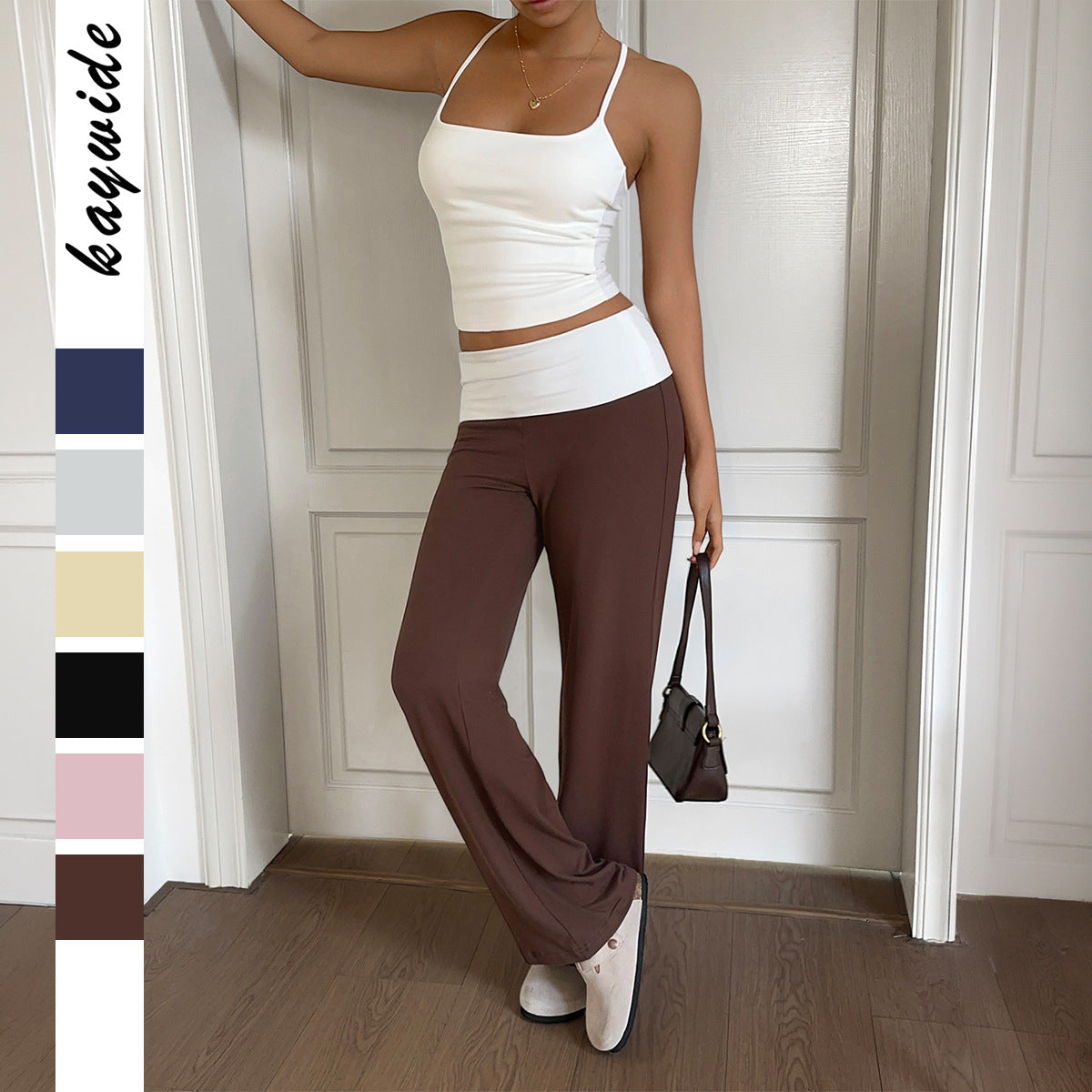 Pantalon de lounge large pour femmes avec taille haute et jersey stretch fluide Echo Archiv