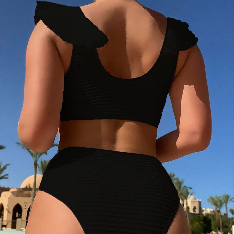 Bikini taille haute pour femmes avec des détails de volants ludiques R&B