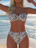 Bikini bandeau pour femmes avec une taille haute et un imprimé animal stylé R&B