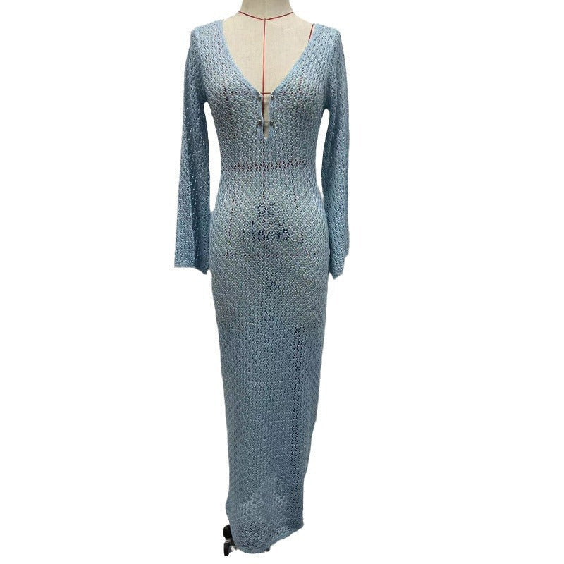 Robe en crochet élégante pour femmes avec décolleté profond R&B