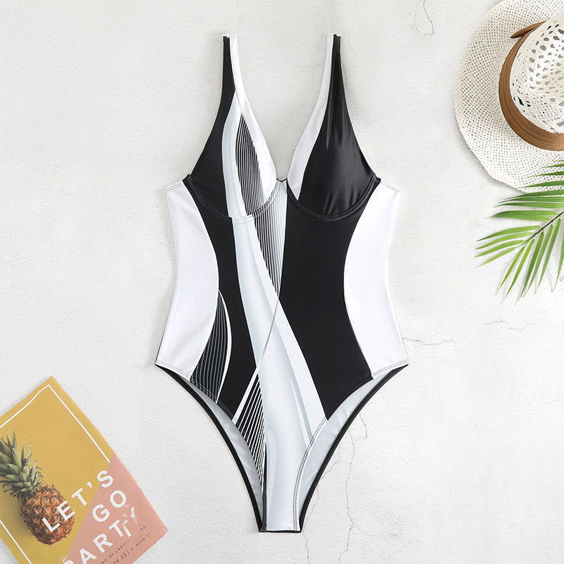 Maillot de bain une pièce sportif pour femmes avec motif graphique R&B