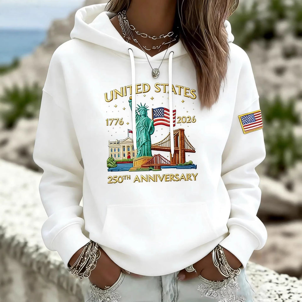 Sweat à capuche créatif pour dames avec un motif statuesque unique Echoarchiv